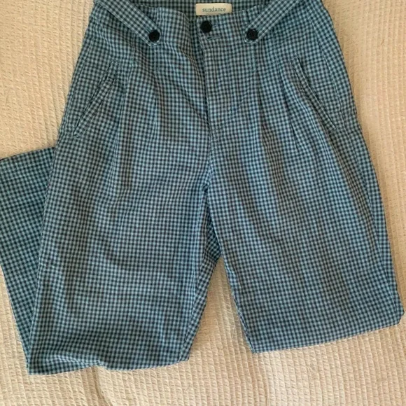 Sundance 10 Life Of Dreams Pants Trousers Checkered Plaid Blue Peasant Cottage 2 - Picture 4 of 10